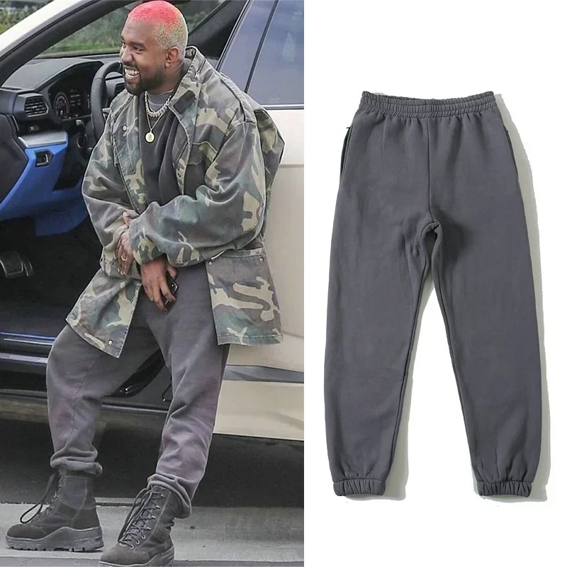 Solid Color Kanye West Fleece Sweatpants Men Women Sport Jogging Trousers Wide Leg Pants Fashion Pants Fashionable Wide Leg Pants Men Casual Pants