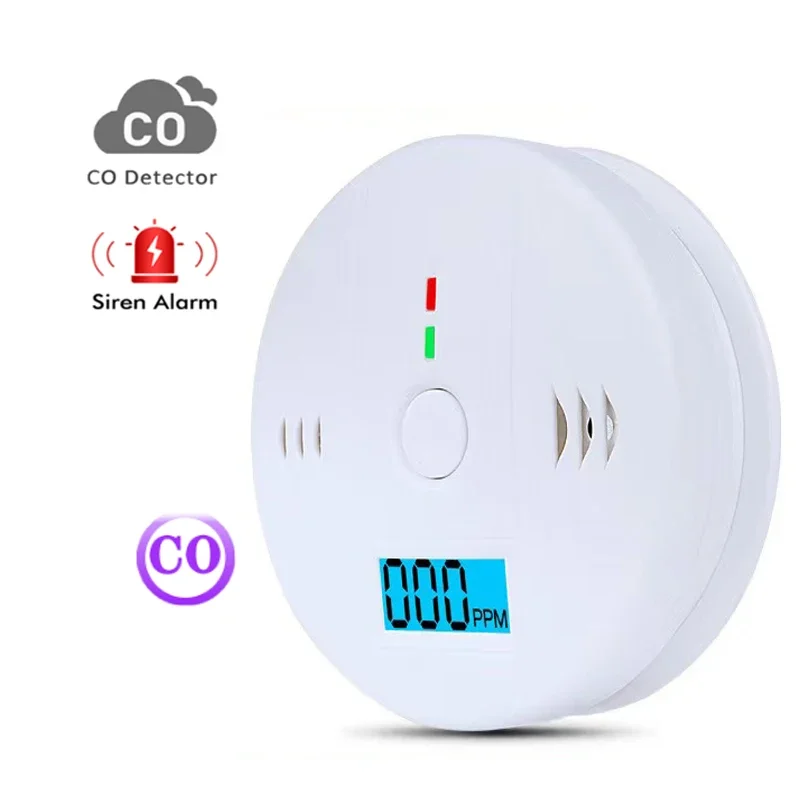 

CO PPM Detector Warning Siren Alarm Carbon Monoxide Detector 85dB Sound with LCD Indicator Safe Sensor Home Security Protection