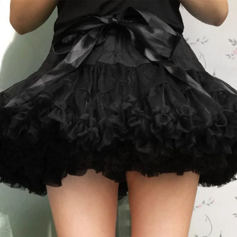 Women Elastic High Waist Ballet Sweet Skirt Bowknot Mesh Tulle Petticoat Dress Underskirt | petticoat skirt,petticoat underskirt,wedding underskirt,lolita petticoat,flower girl underskirt,wedding petticoat,vintage underskirt,tulle tutu skirt