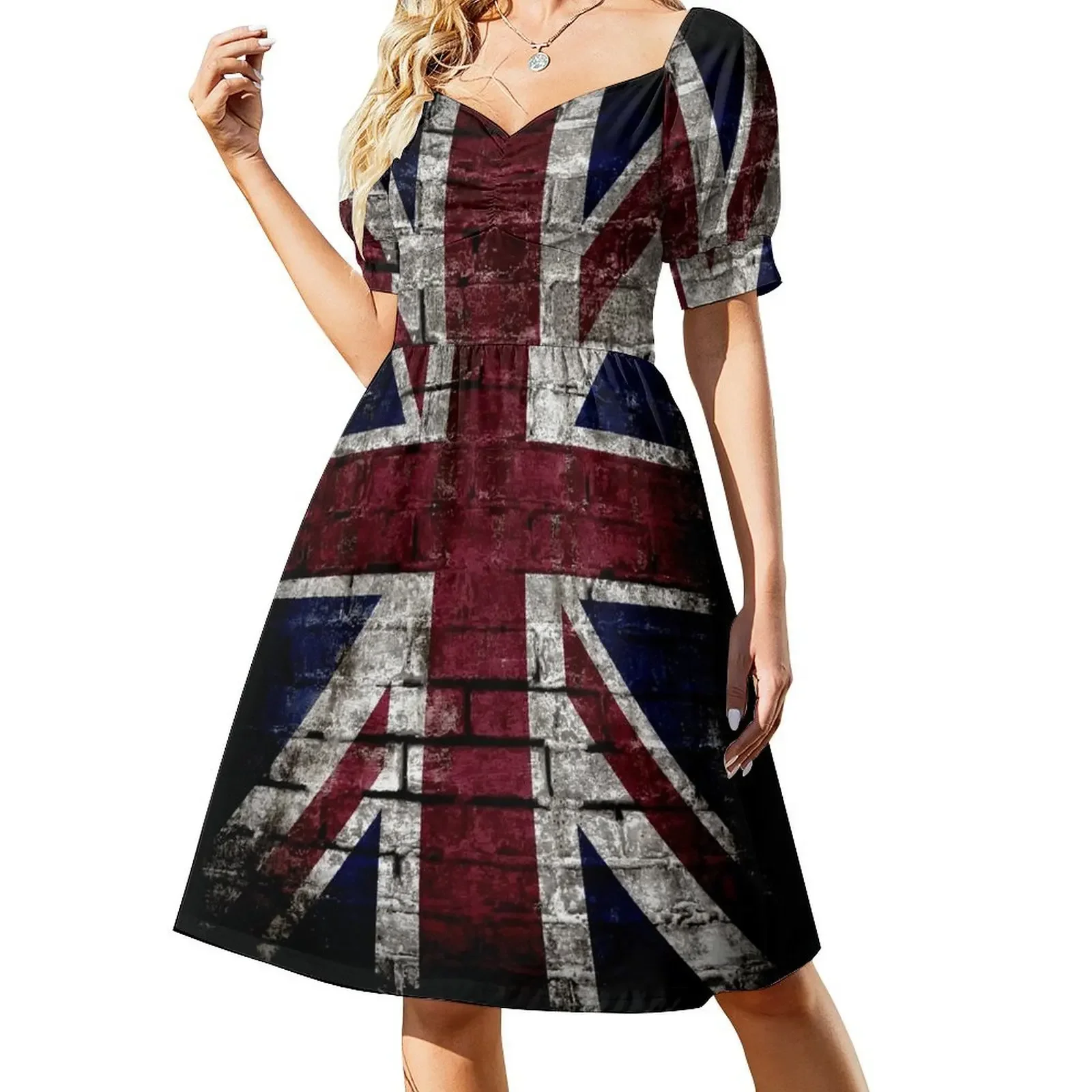 thumbnail image 1 of Vestido sin mangas con diseño desgastado de la bandera del Reino Unido de Gran Bretaña, estilo punk, vestido de fiesta, vestido de mujer, ropa, 1 of 7