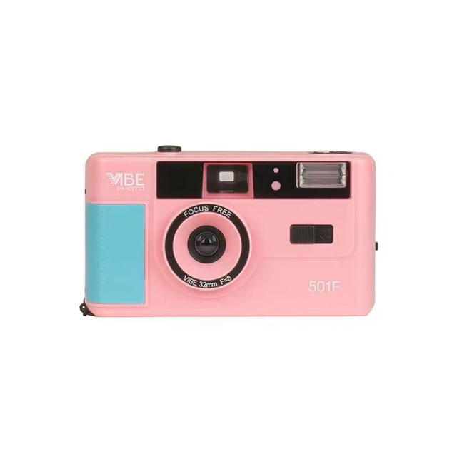 micro four thirds New German VIBE 501F Camera Reusable Non-Disposable Retro Film Camera 135 Film Fool with Flash Black/Red/Champagne Silver/Pink pink digital camera Digital Cameras