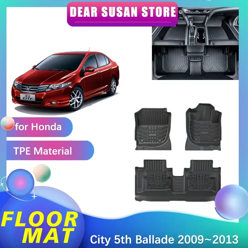 

Напольный коврик для Honda City 5th Ballade GM2 GM3 2009 ~ 2013, 2010 2011 2012 водонепроницаемые части для ног, ТПЭ вкладыш, коврик, коврик, пользовательский чехол, аксессуары для ковров