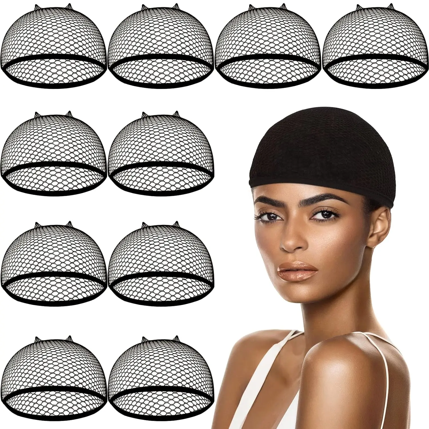 4pcs Black Mesh Wig Cap Net, Closed End Hair Mesh Net Wig Caps