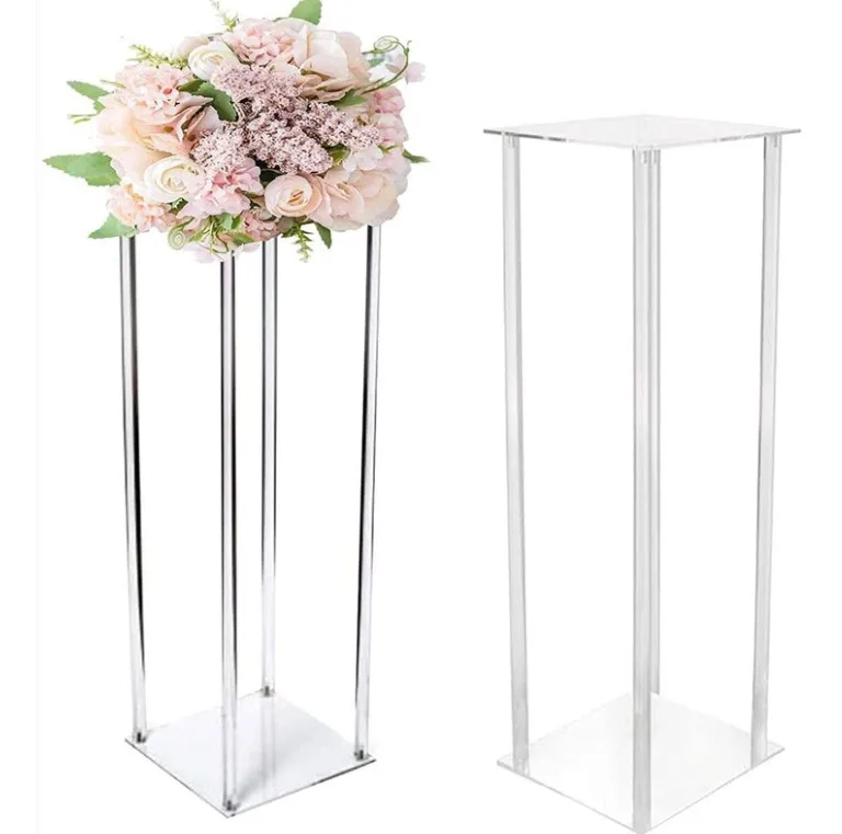 

Xinkeda Detachable Display Racks Acrylic Flower Stand For Wedding Clear Display Rack Crystal Stage Pillar