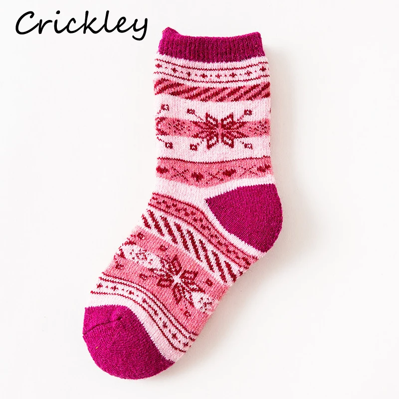 Children Winter Wool Socks Fair Isle Jacquard Weave Pattern Socks for Boys Girls Thickening Keep Warm Breathable