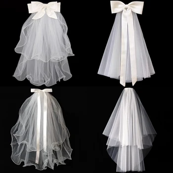 Bordo del nastro da sposa per addio al nubilato lungo in tulle luminoso da donna nuziale con fiocco per la festa di nozze