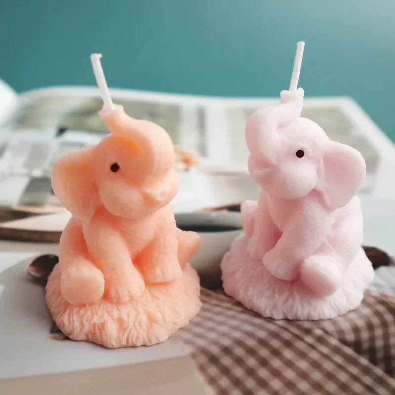 Lucky Elephant Candle Mold DIY Animal Candle Making Supplies Handmade Soap Resin Clay Chocolate Mold Wick Gifts Craft Home Decor