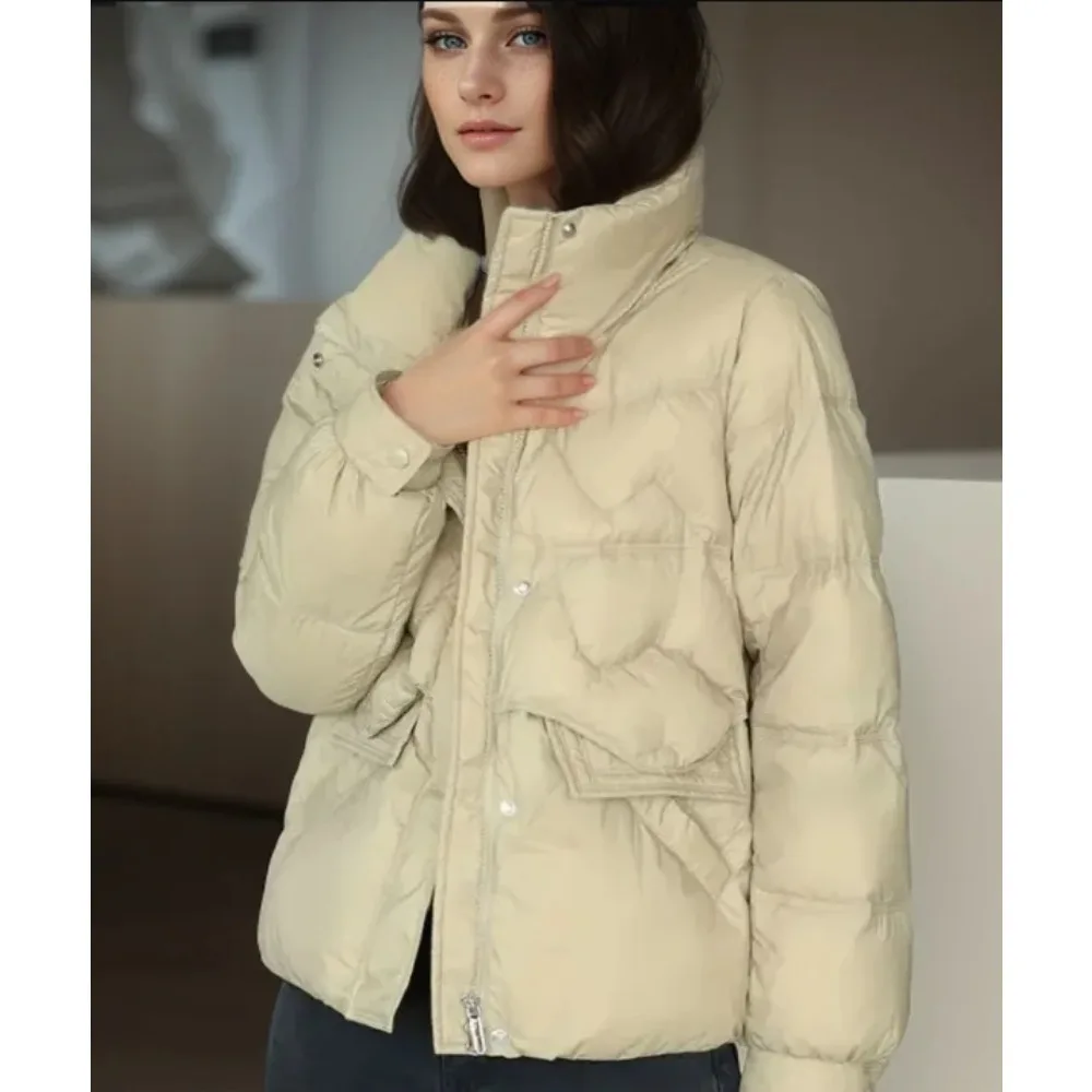 Winter women down vest short stand-up collar casual white duck down jacket coat