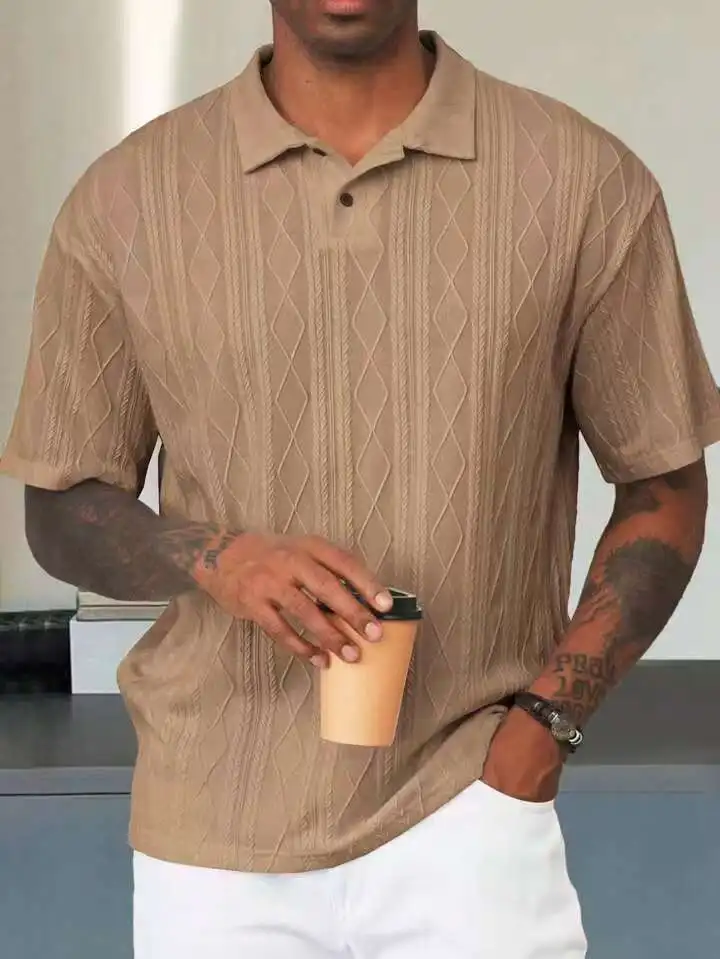 Knitted Polo Shirt – Men's Retro Summer Lapel Tee | Breathable Lightweight Top
