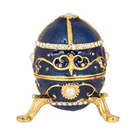 QIFU Blue Faberge Egg Metal Craft Trinket Box for Home Decor 2