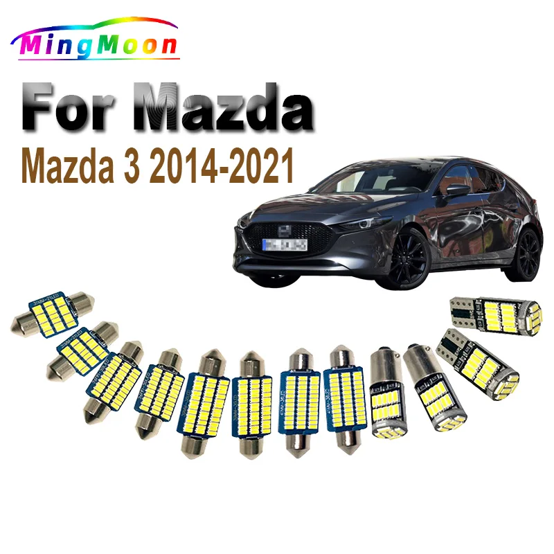 

11Pcs Car Bulb LED For Mazda 3 2014 2015 2016 2017 2018 2019 2020 2021 Interior Map Dome Light Kit Trunk License Plate Lamp