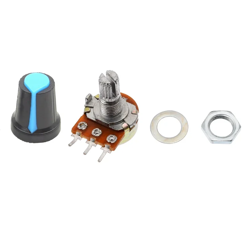 45Pcs WH148 Single Potentiometer Assorted Kit B1K/5K/10K/20K/50K/100K/500K/1M with knobs Single potentiometer set Shaft Nuts