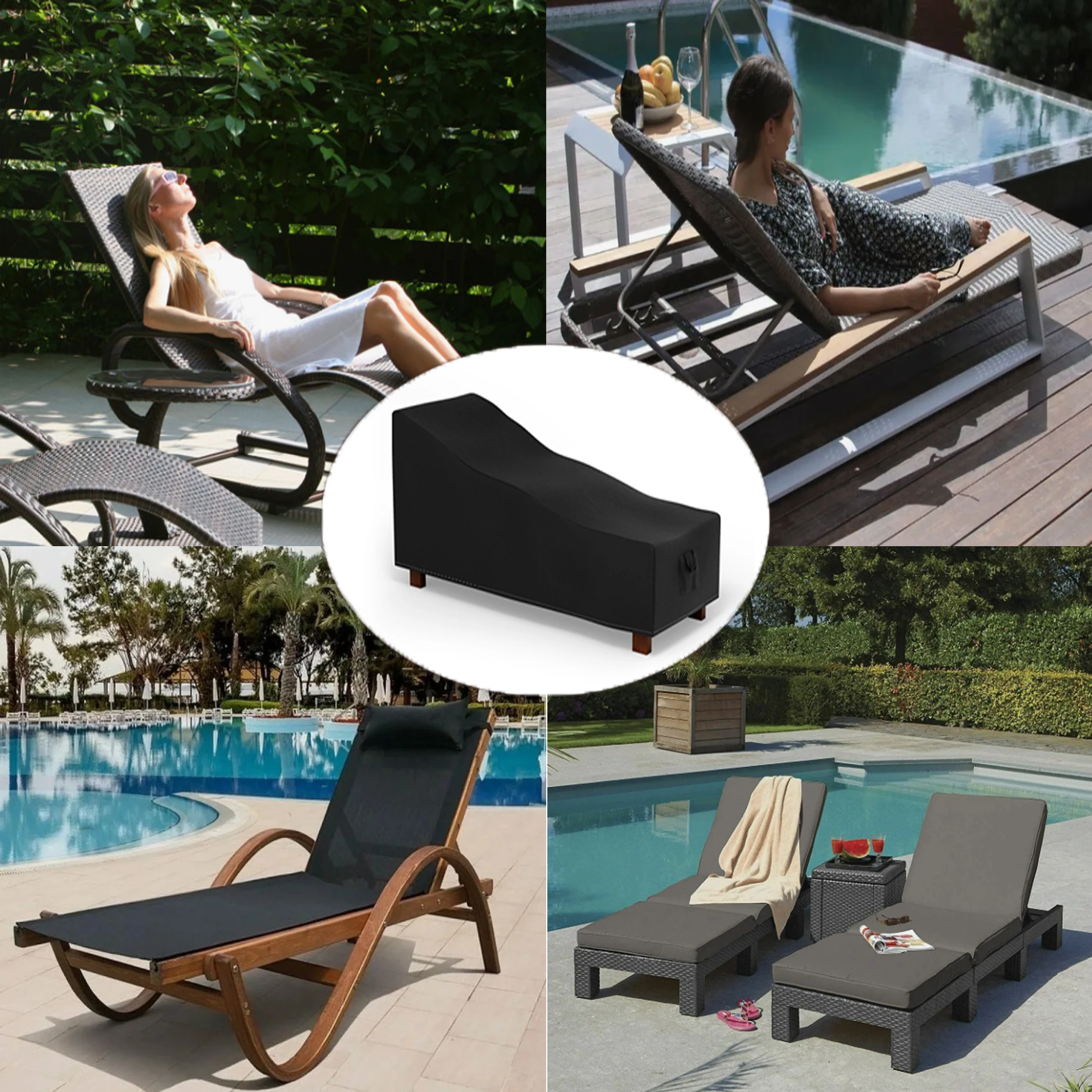 420D Outdoor Sun Lounger Cover Lounge Chair Recliner Protective Cover Garden Furniture Waterproof Dustproof Rain Patio