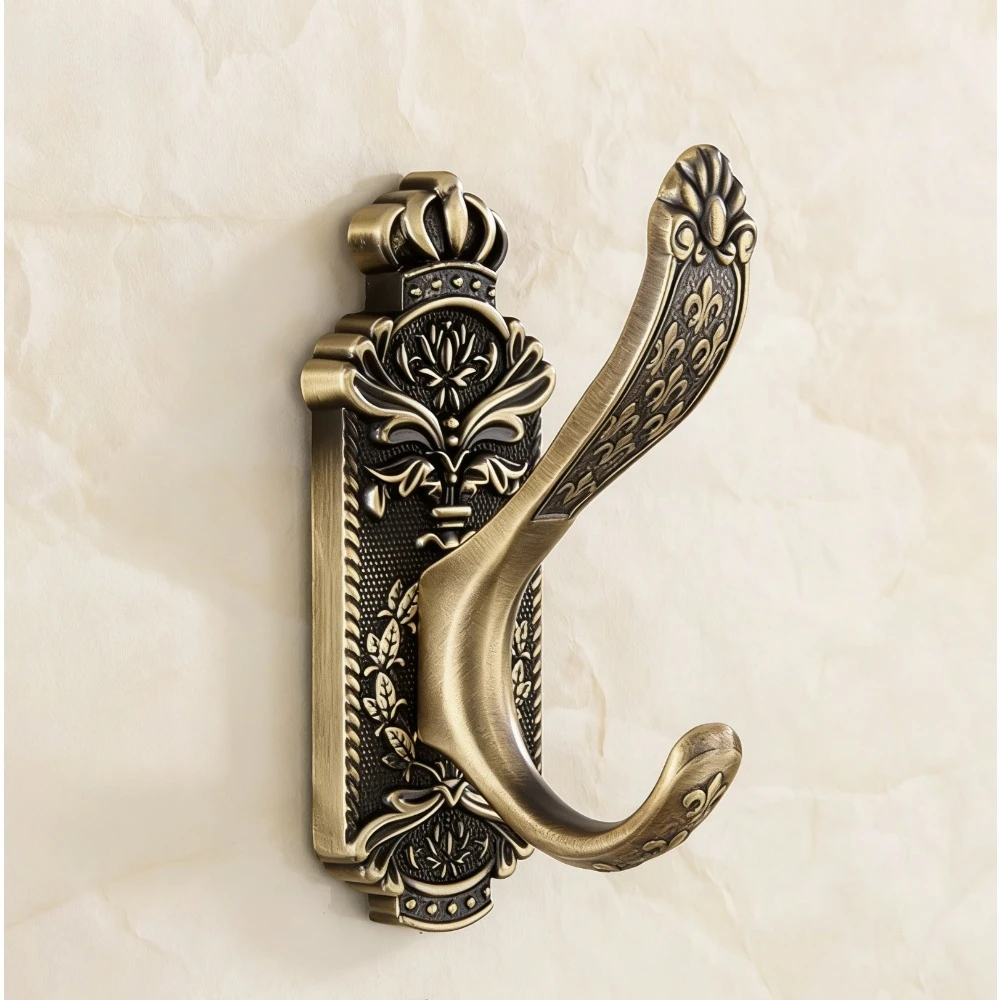 ตะขอทองเหลืองวินเทจติดผนัง, ที่แขวนเสื้อในห้องน้ำสำหรับของตกแต่งสไตล์โบราณ 1