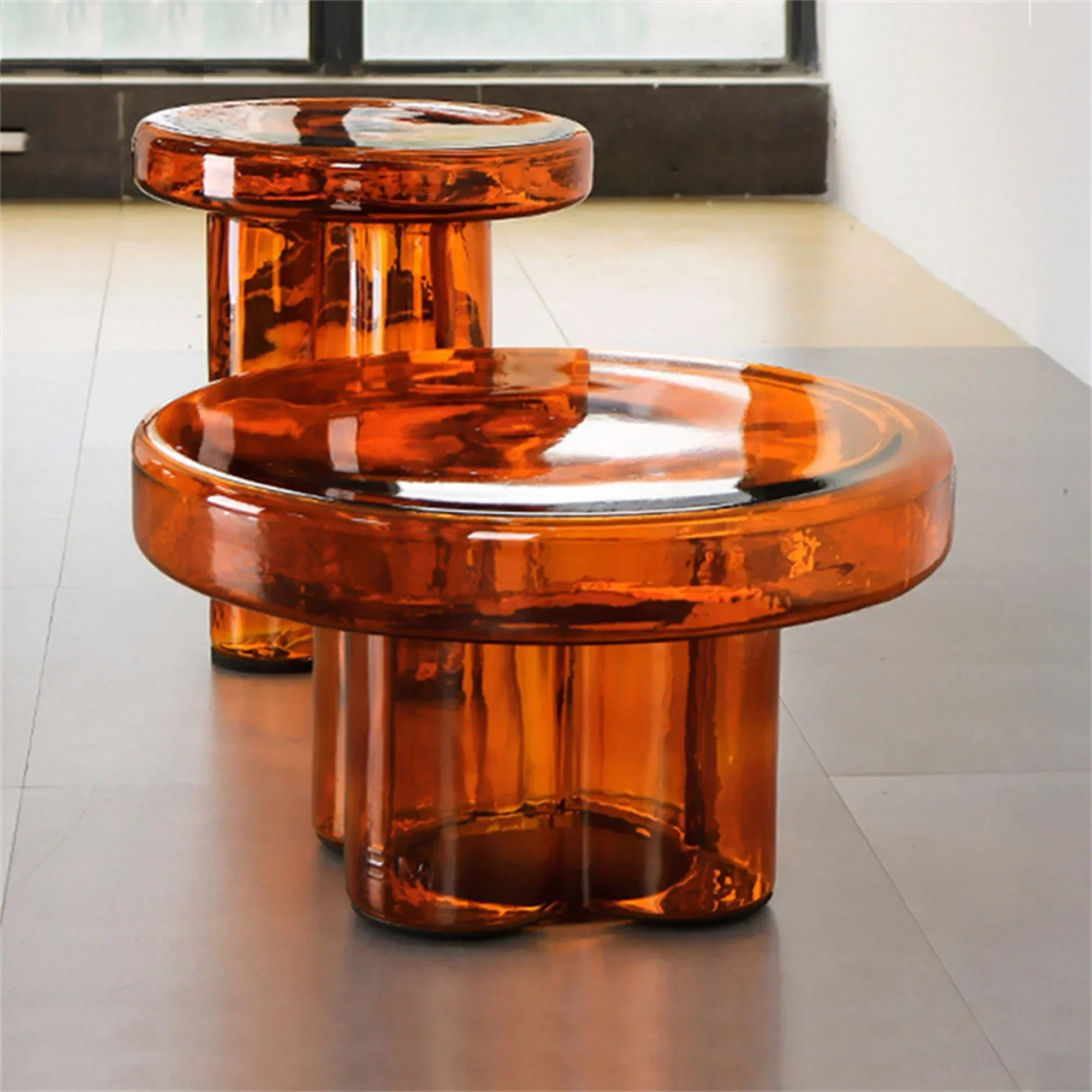Nordic Light Luxury Glass Coffee Table Creative Petal Shape Living Room Combination Coffee Tables Modern Creative Furniture side end table lift top coffee table
