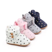 Toddler Baby Printed Cotton Boots Winter First Walkers Soft Sole Fur Snow Warm Booties Fleece Anti-Skid Shoes 0-18 months 1