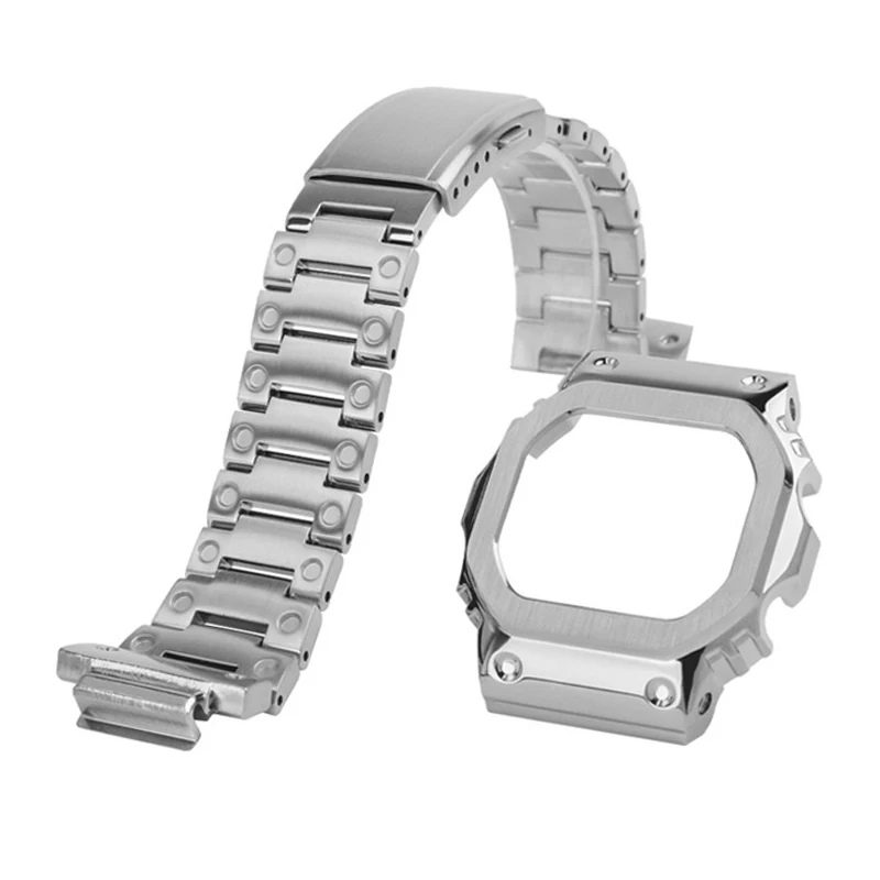 Elegant Stainless Steel Metal Watch Band & Case for Premium Watch Modification
