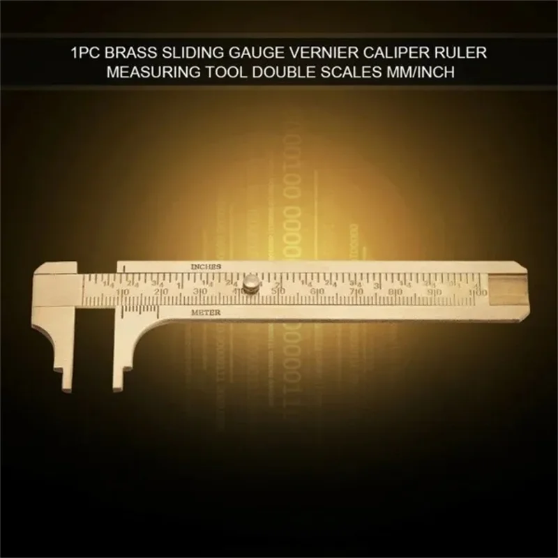 Description Picture 3 of itemBrass Vernier Caliper Gauge Double Scales Mm/inch 100mm Pocket Ruler Micrometer Sliding Gauge Ruler Measuring Tool