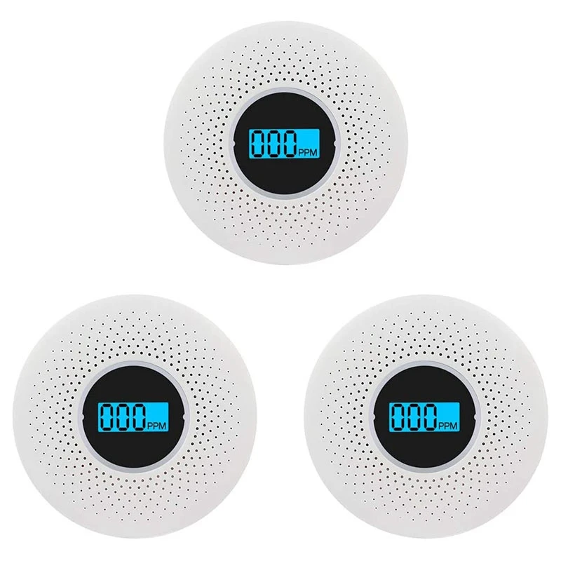

Smoke And Carbon Monoxide Detector Combo - With Voice Warning And LCD Display CO Smoke Detector- 3 Pack