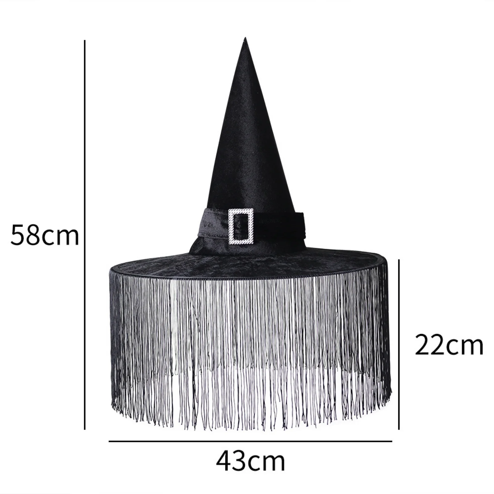 1PC Halloween Witch Hats Set, Black Witch Hats With Fringe, Spider & Veil Decor, Cosplay Hats For Halloween Party Costumes