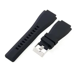 Waterproof Silicone Watch Strap with Stainless Steel Buckle - Soft & Comfortable Bracelet in Multiple Sizes - 22mm (Black - S)