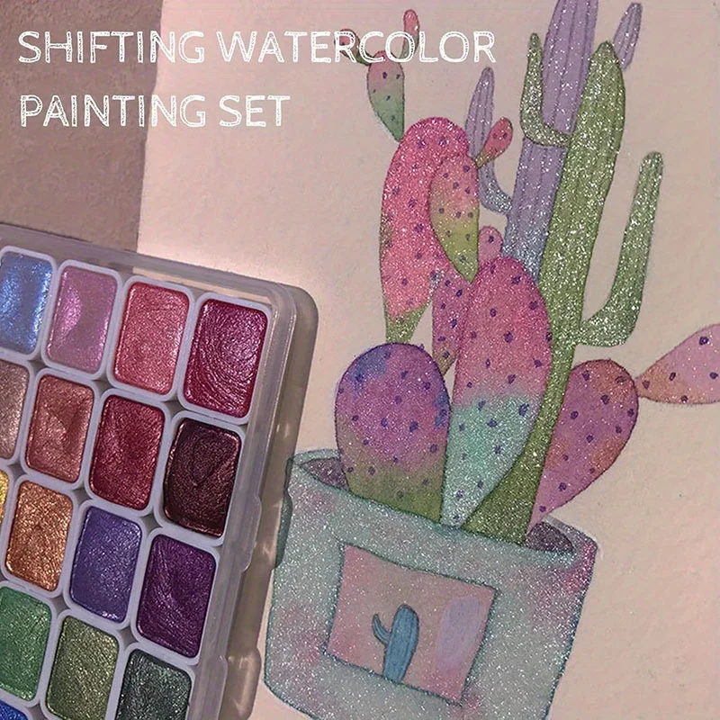 20 Colors Pearlescent Watercolor Set Metallic Watercolor Paint Set