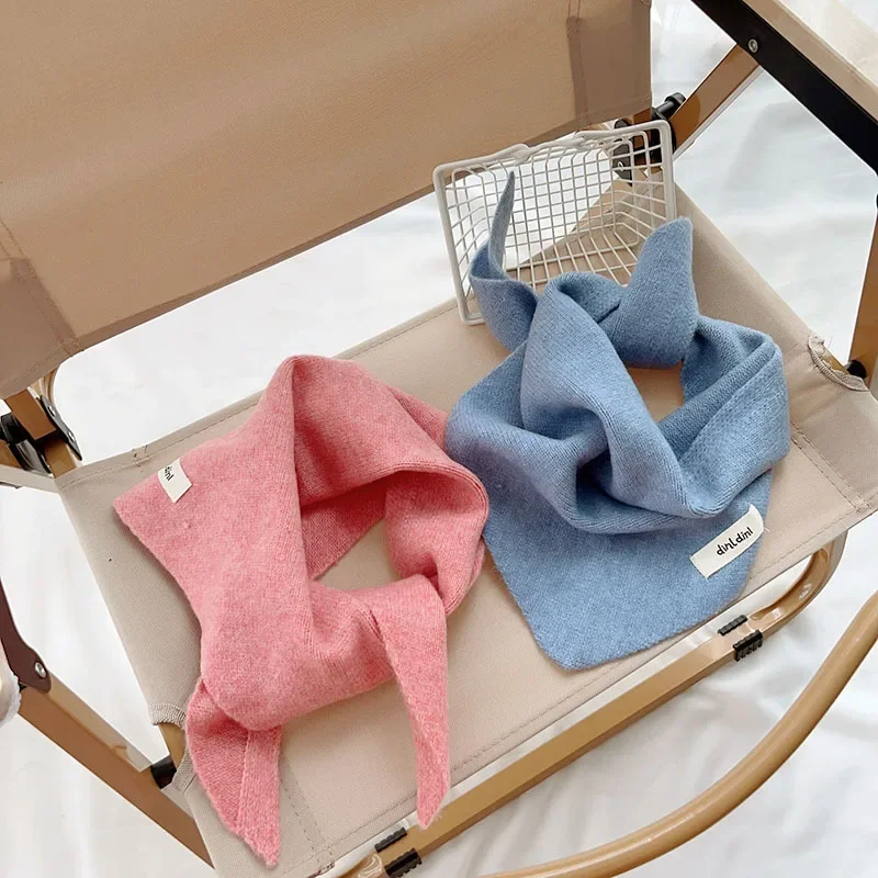 Baby Wool Triangle Scarf Autumn Winter Warm Windproof Neckerchief Kids Knitted Towel Solid Boys Girls Children's Cashmere Scarf