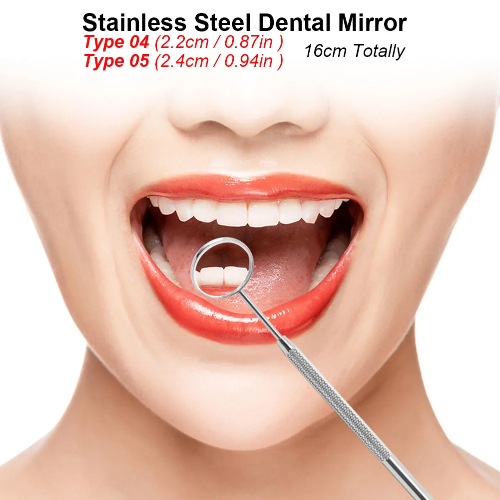 1/5Pcs Stainless Steel Dental Mirror 16cm Oral Hygiene Care Tool Dentist Clinic Teeth Whitening Clean Inspection Mouth Mirror