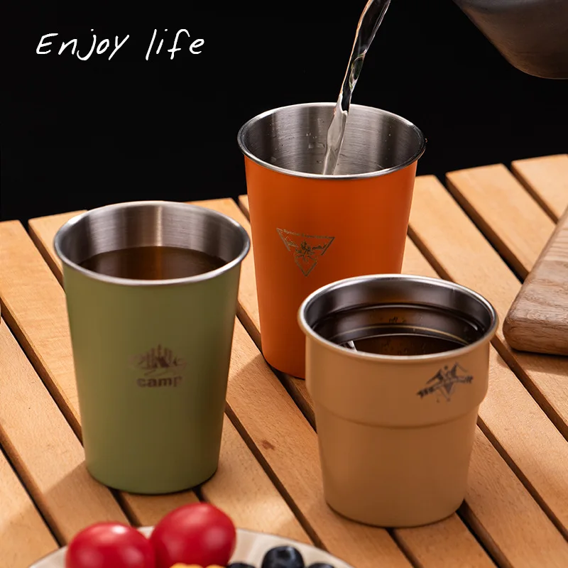 

4pcs/set 350ml Stainless Steel Metal Beer Cup Wine Cups Coffee Tumbler Tea Milk Mugs Water Pint Cups For Outdoor Camping BBQ