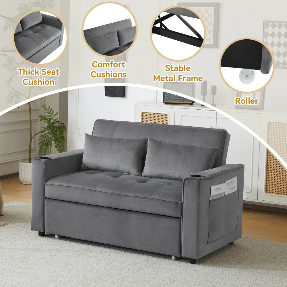 PINGGO Multifunktionales Klappsofa mit Getränkehalter und Kissen, geeignet für Wohnzimmer, Schlafzimmer, Heimkino, Apartment. – Detail 23