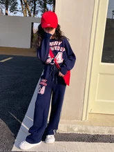 

Girls Alphabet Sweater 2022 Spring New Children's Western-style Knit Sweater Loose Wide Leg Straight Casual Pants