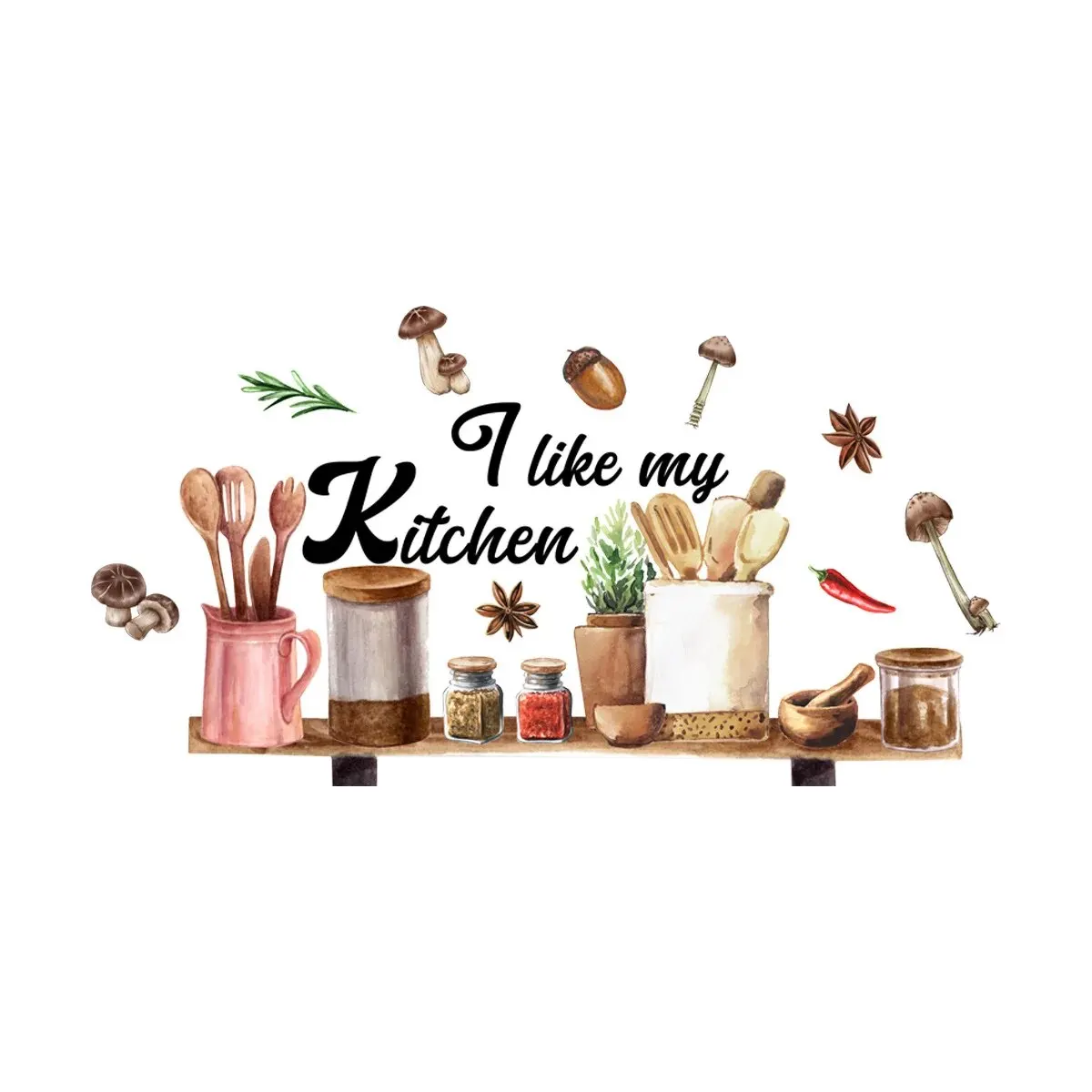 Kitchen Wall Sticker Tableware Ingredients Seasoning Decoration