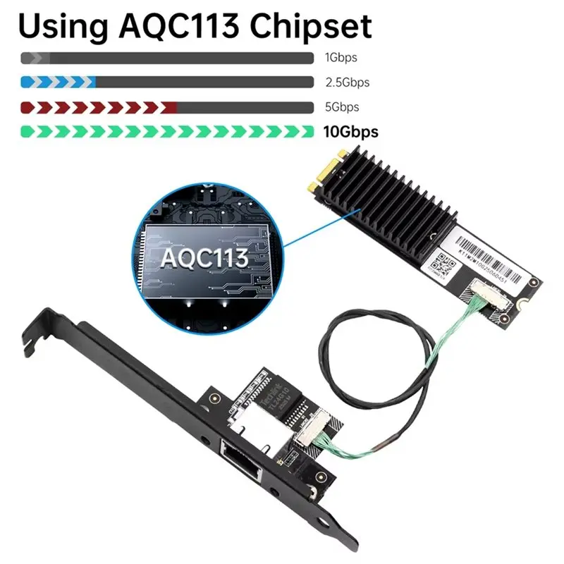 AY14 -10Gbps AQC113 M.2 B+M-RJ45 네트워크 카드 이더넷 어댑터 데스크탑 PC 서버용 단일 포트 LAN 컨트롤러 카드