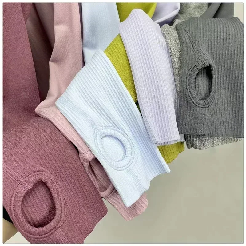 Lemon Women 1.0 Knitting Long Sleeve Gym Sport Yoga Shirt Elasticity Crew Neck Quick Dry Breathable Workout Running T-shirts