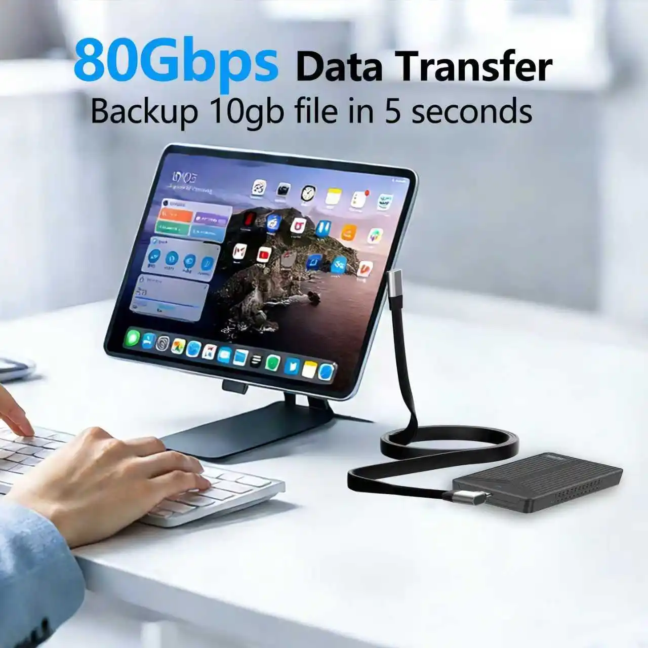 High-Speed Right Angle USB-C to USB-C Fast Charging Cable - 240W 90-Degree Connector