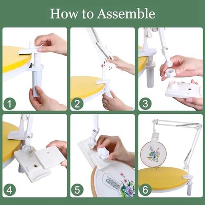 Adjustable Embroidery Hoop Stand-Folding Embroidery, 360 Degree Rotating Crossstitch Stand For Needle Point Projects A Durable