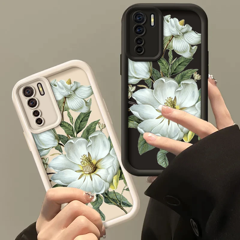 Floral Painted Silicone Phone Case - Soft, Anti-Drop Protective Cover