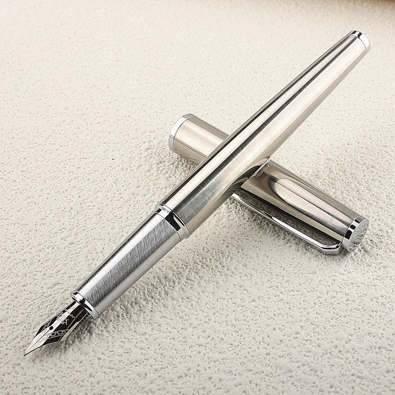 Jinhao 85 Silver Clip Metal Fountain Pen 0.5mm Nib Steel Ink Pens for Gift Office Supplies School Supplies Acrylic Gift Box 4
