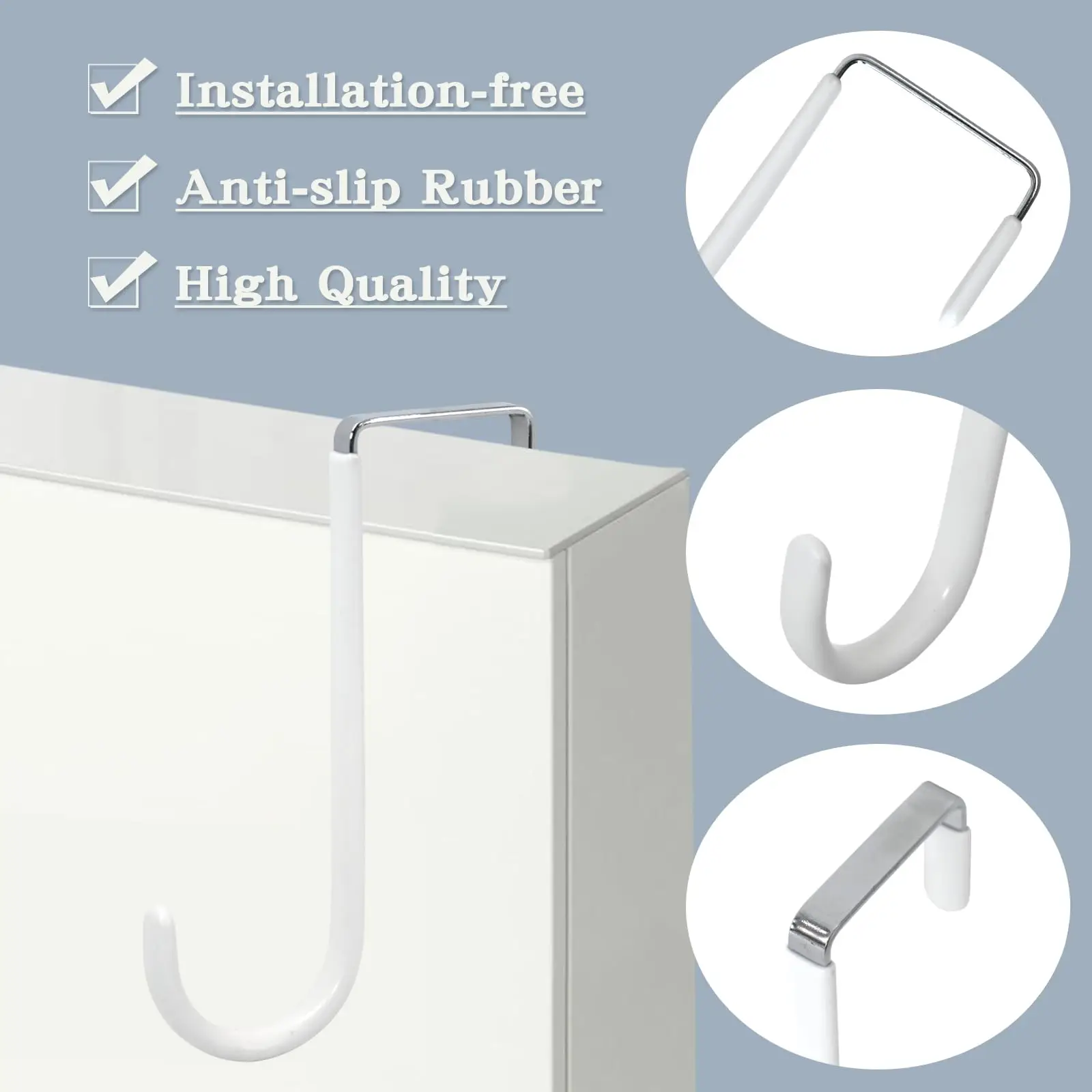 Door Hangers Hooks with Rubber Organizer Hooks for Living Room, Bathroom, Bedroom, Kitchen Hanging Clothes, Towels, Hats, Coats