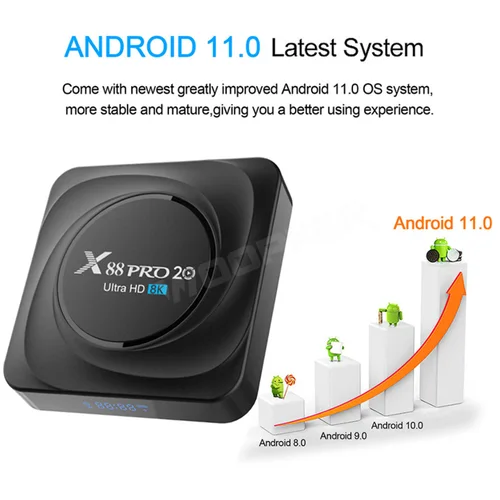 Woopker 스마트 TV 박스, 와이파이 음성 제어 셋톱 박스, 안드로이드 11 X88 프로 20 록칩 RK3566, 8GB RAM, 128GB ROM, 8K, 2.4G, 5.8G 4