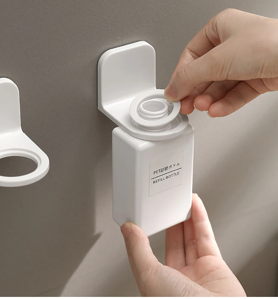 Dispenser Bottle Holder Adjustable Dispenser Bottle Holder Wall Mounted Adhesive Shampoo Lotion Hand Soap Bottle Hanger Bathroom Storage Rack