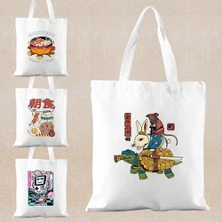 Canvas Shopping Bag Animation Print Tote Bag Large Capacity Canvas Shoulder Bag Fashion All-match Shopper Bag Women Hand Eco Bag