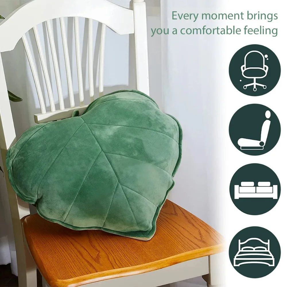 3D Leaf Throw Pillow Decorative Plant Pillow Soft Plush Leaf Shaped Cushion Novelty Plush Backrest Pillow Plant Sleeping Cushion 4
