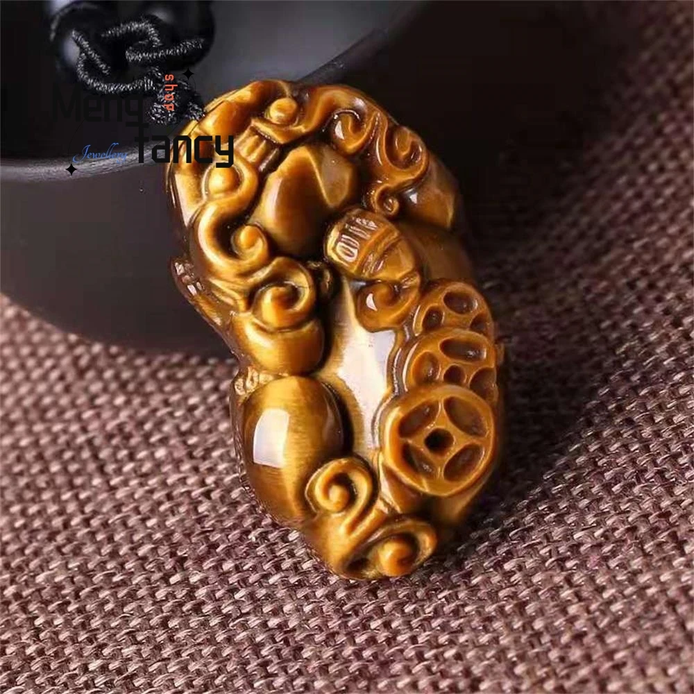 

Natural Tiger's Eye Wealthy Pixiu Pendant Simple Exquisite Amulet Mascots Fashion Jewelry Best Selling Handicraft Holiday Gift