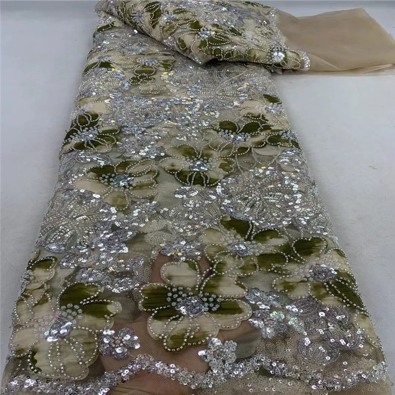 New design fashion style bling bling net lace bead and sequins lady party 5 yards