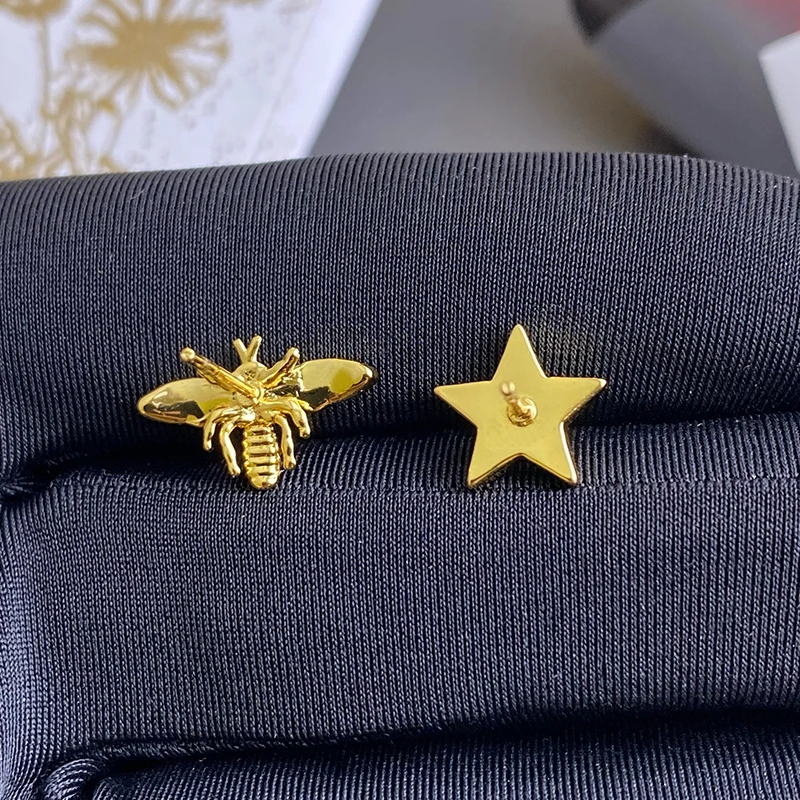 Luxury Five Pointed Bee Pearls AB Style Micro Inlaid Pink Zircon Earrings for Women Jewelry