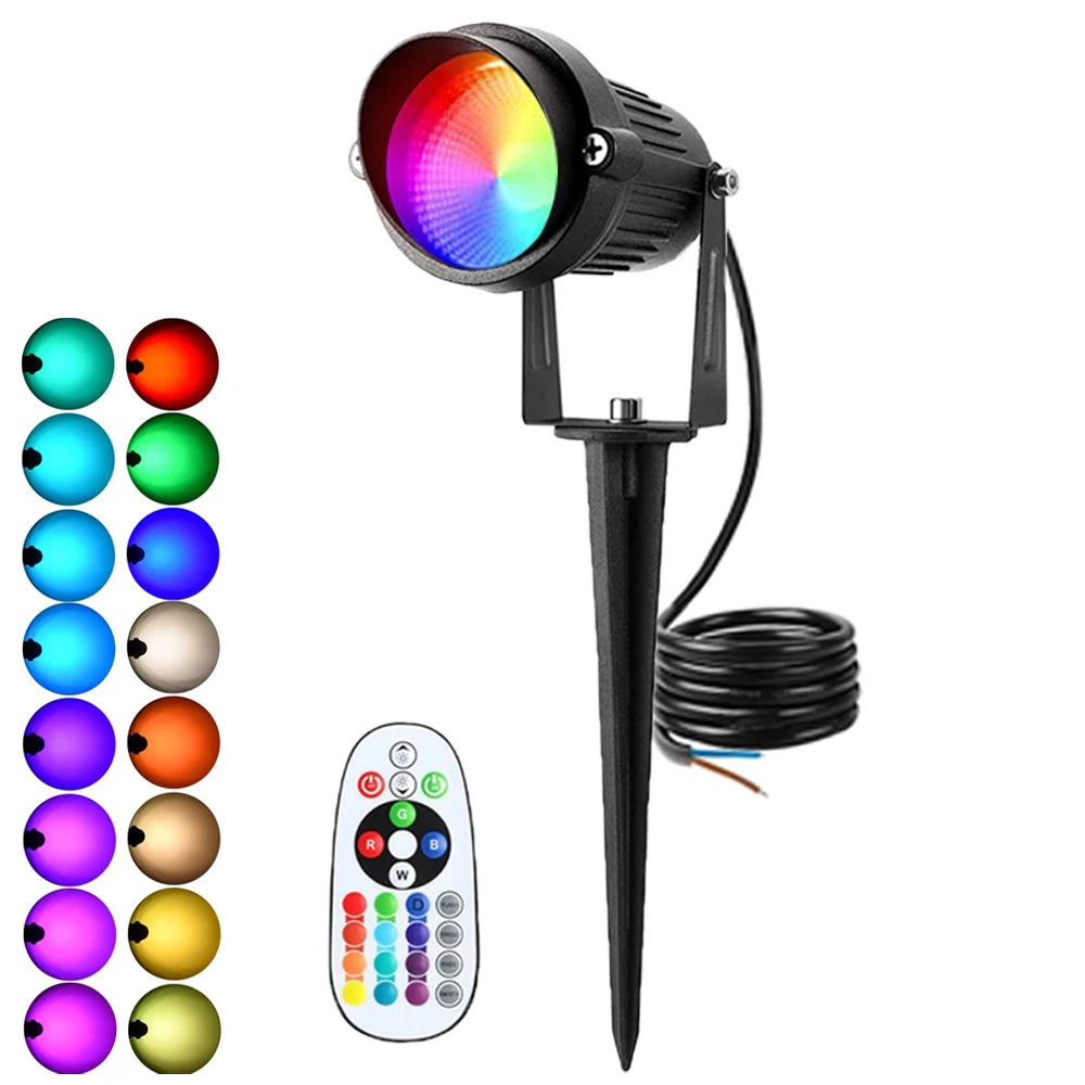 RGB الدافئة الأبيض LED مصابيح إضاءة للمناظر الطبيعية مع البعيد 10 واط أضواء الحديقة 110 فولت 220 فولت IP65 أضواء خارجية مقاومة للماء لشجرة مسار الحديقة