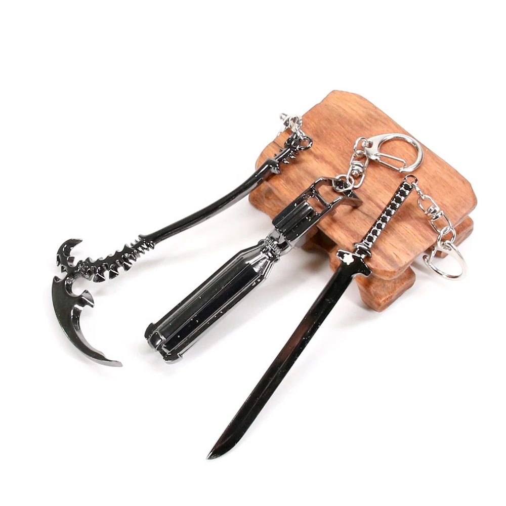 Cartoon BRS Themed Weapon Pendant Keychain Anime BLACK ROCK SHOOTER Mini Barrel Sickle Cannon Toy Keyring Cosplay Gift For Frien
