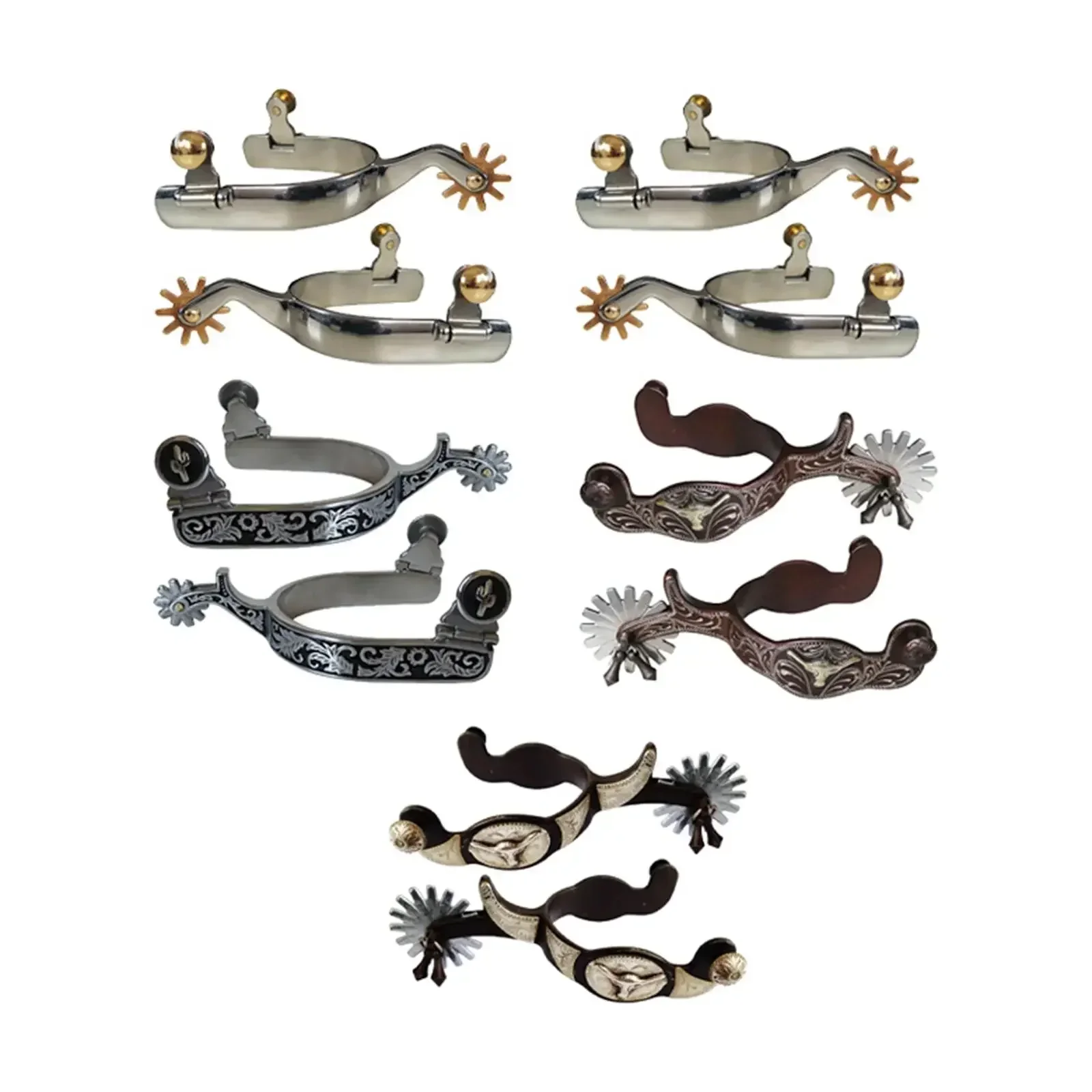 

Encrusted Style Steel Spurs Spurs Western Hand Bronzed Spur Western 2pcs Stainless Cowboy Horse Riding Carving