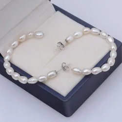 Solid 925 sterling silver stud 4 mm natural freshwater pearl big loop earrings hoop 6